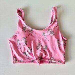 SHEIN Pink Unicorn Print bikini top